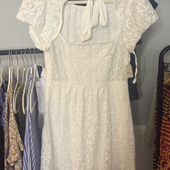 Free People Hailee Lace White Mini Dress Size Medium - Picture 3 of 6
